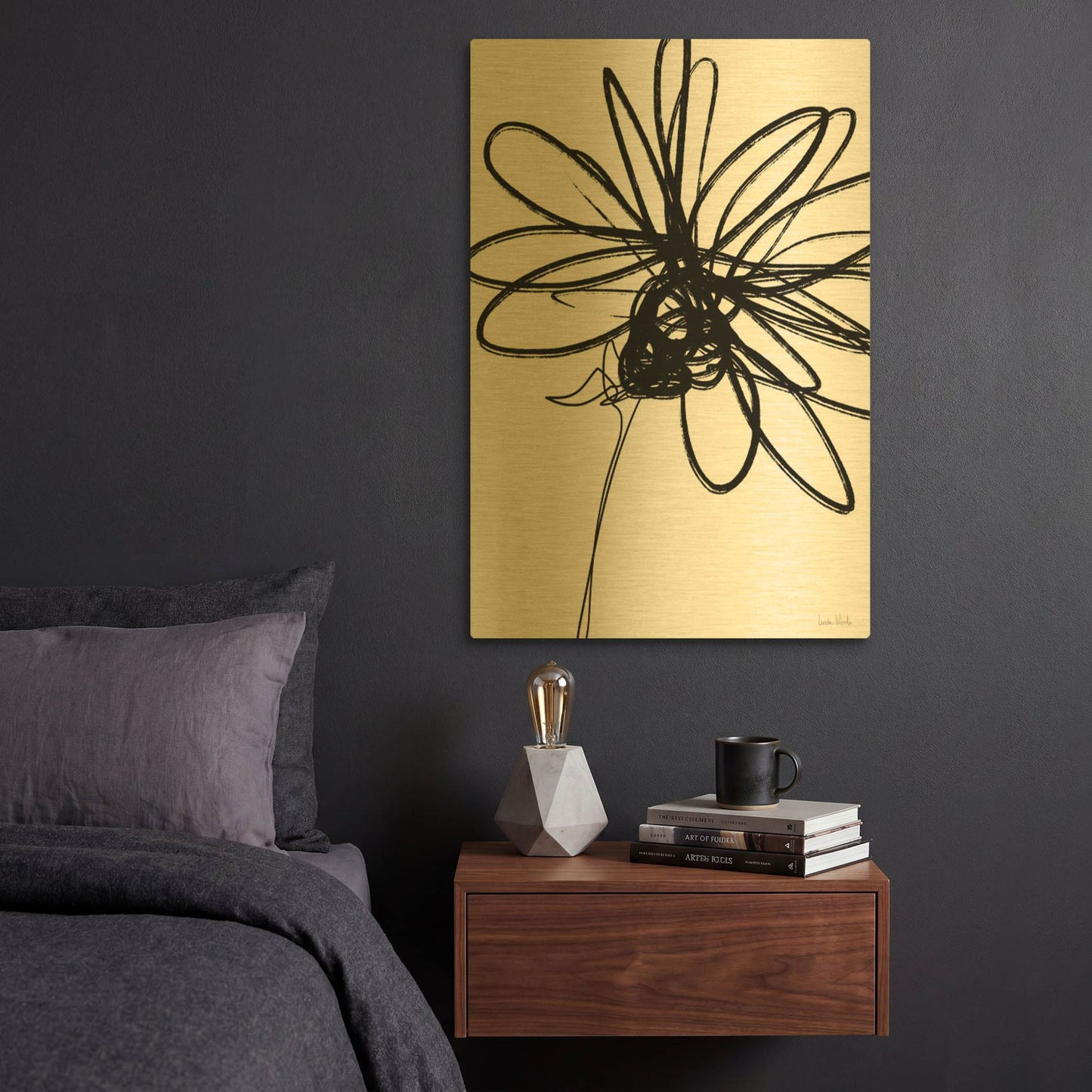 'LW4001' By Linda Woods Gold Metal Wall Art