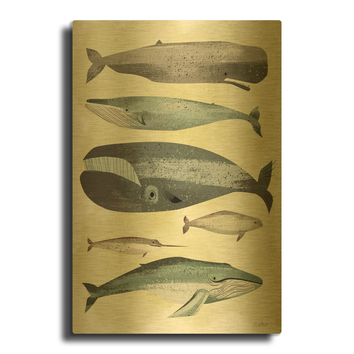 'Whales' By Pete Oswald Gold Metal Wall Art