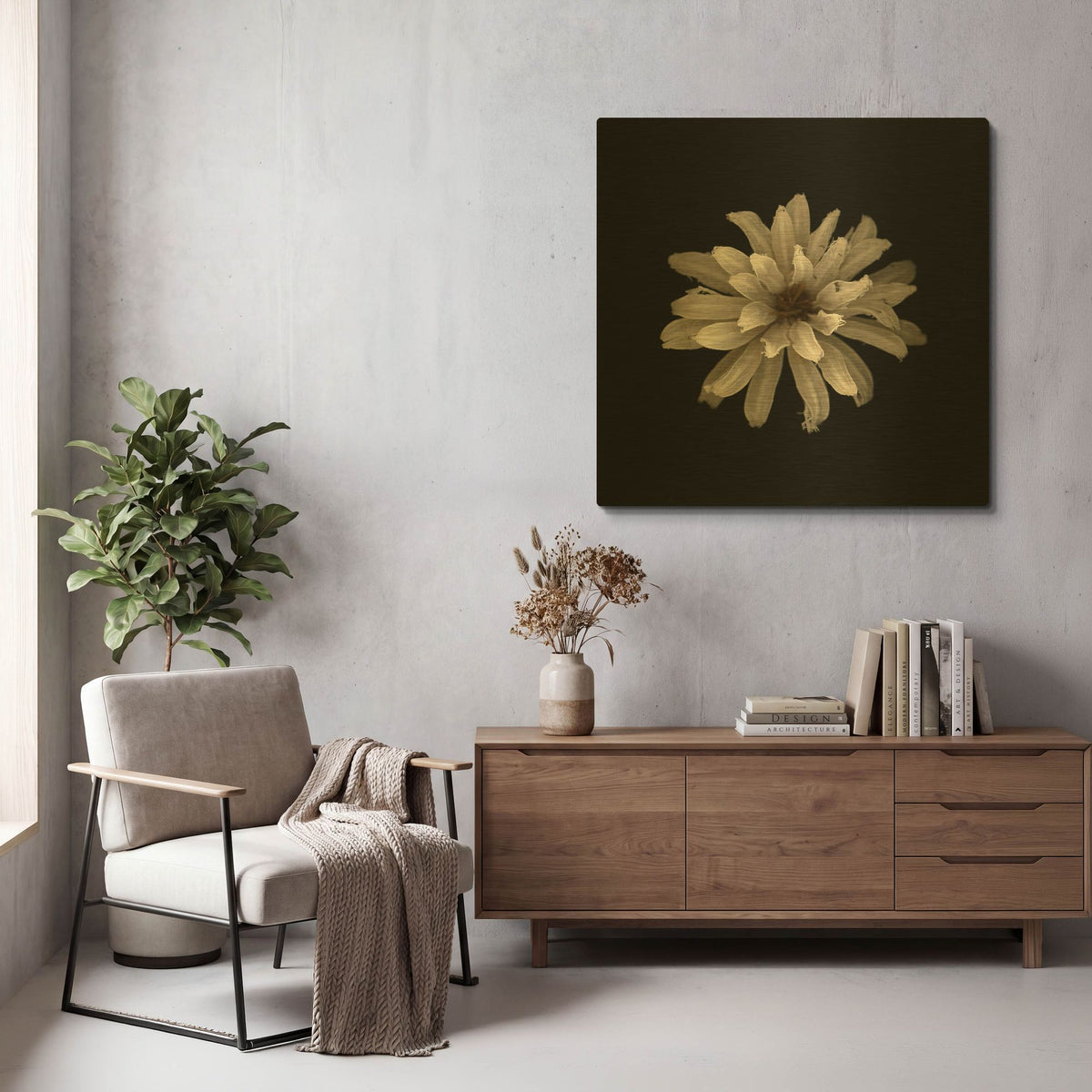 'All White' By PhotoINC Studio Gold Metal Wall Art