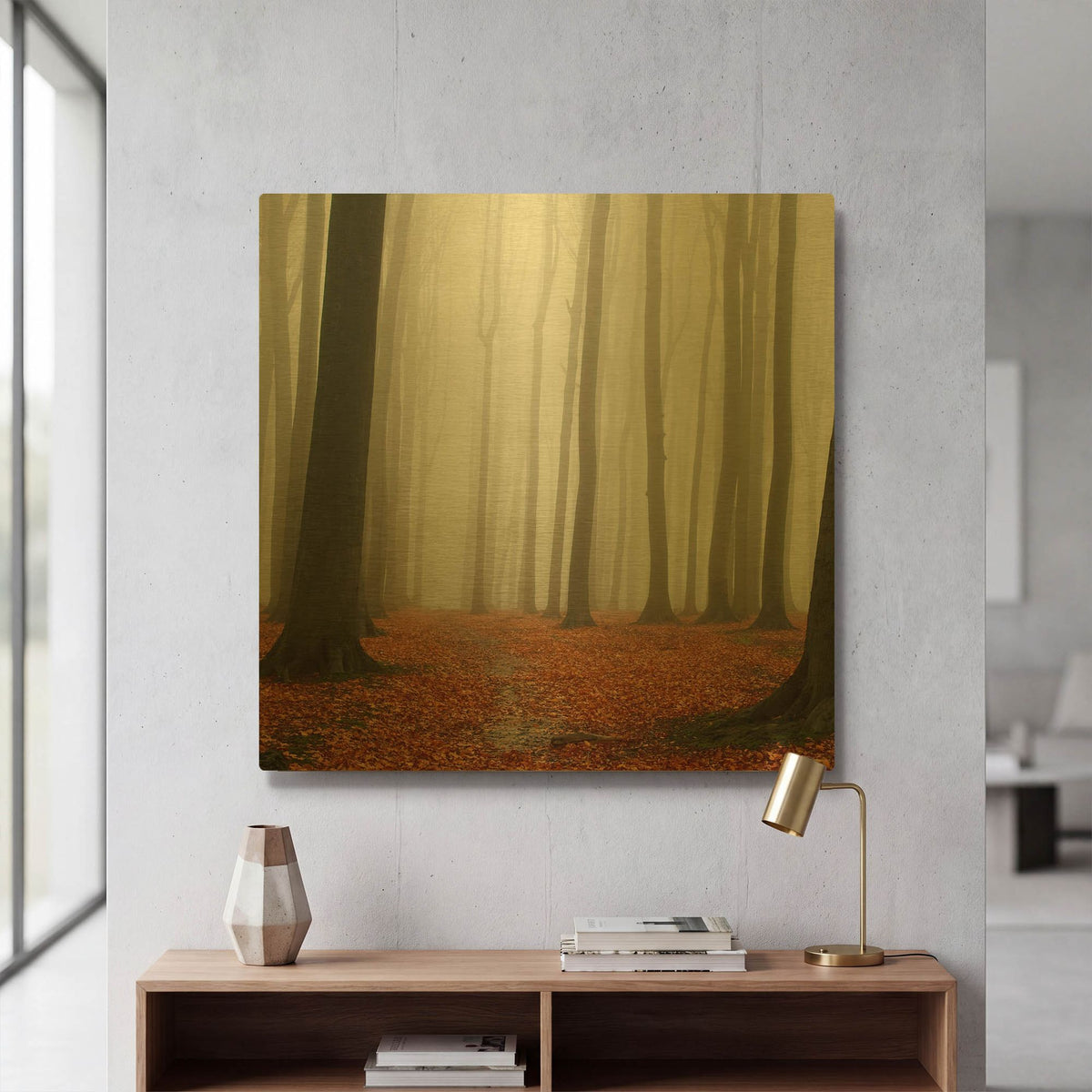 'Autumn Forest Floor' By PhotoINC Studio Gold Metal Wall Art