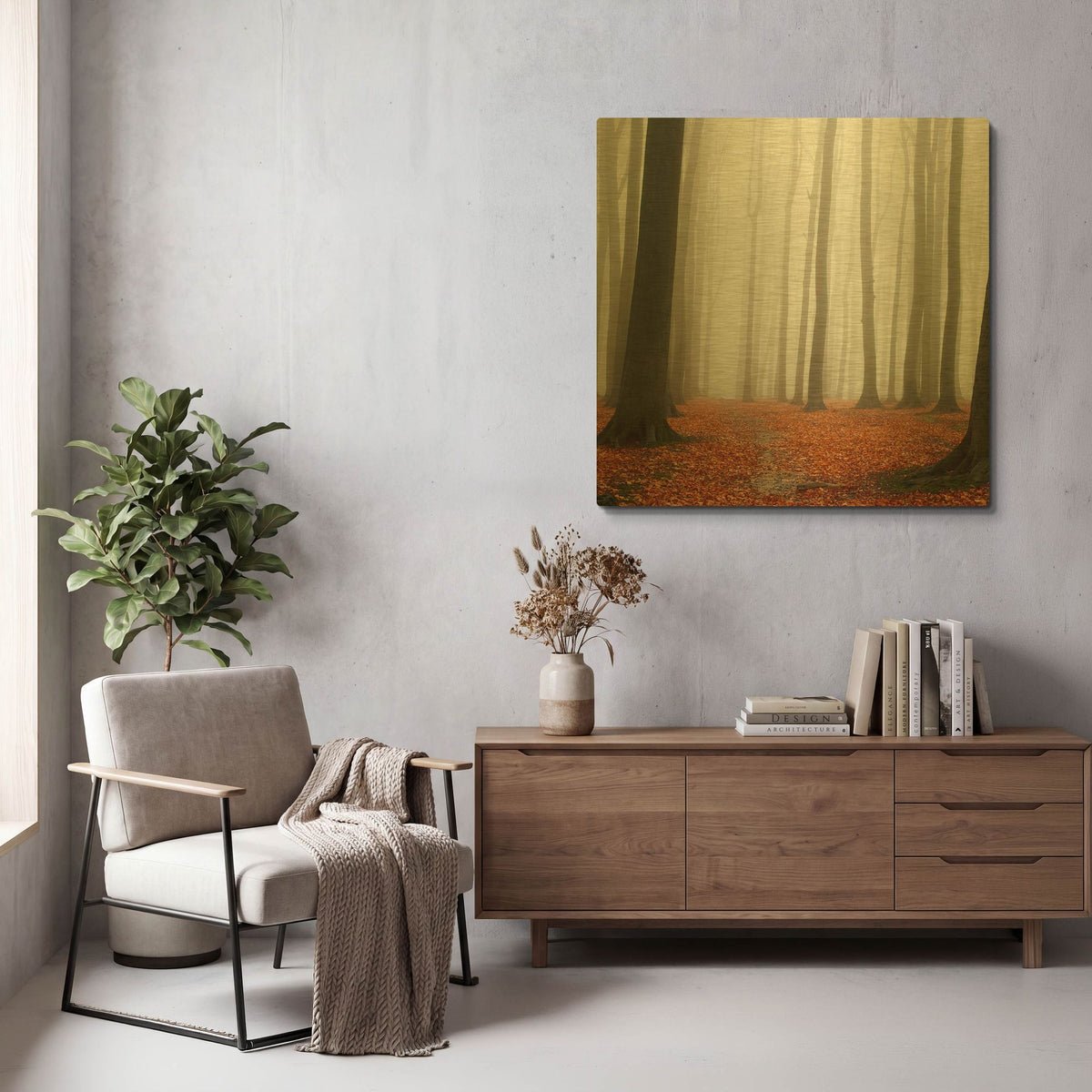 'Autumn Forest Floor' By PhotoINC Studio Gold Metal Wall Art