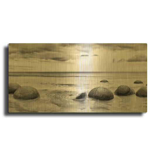 'Beach Rocks 1' By PhotoINC Studio Gold Metal Wall Art