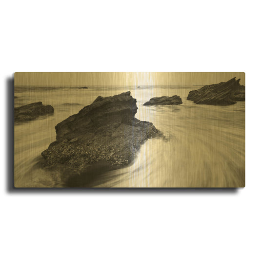'Beach Rocks 2' By PhotoINC Studio Gold Metal Wall Art