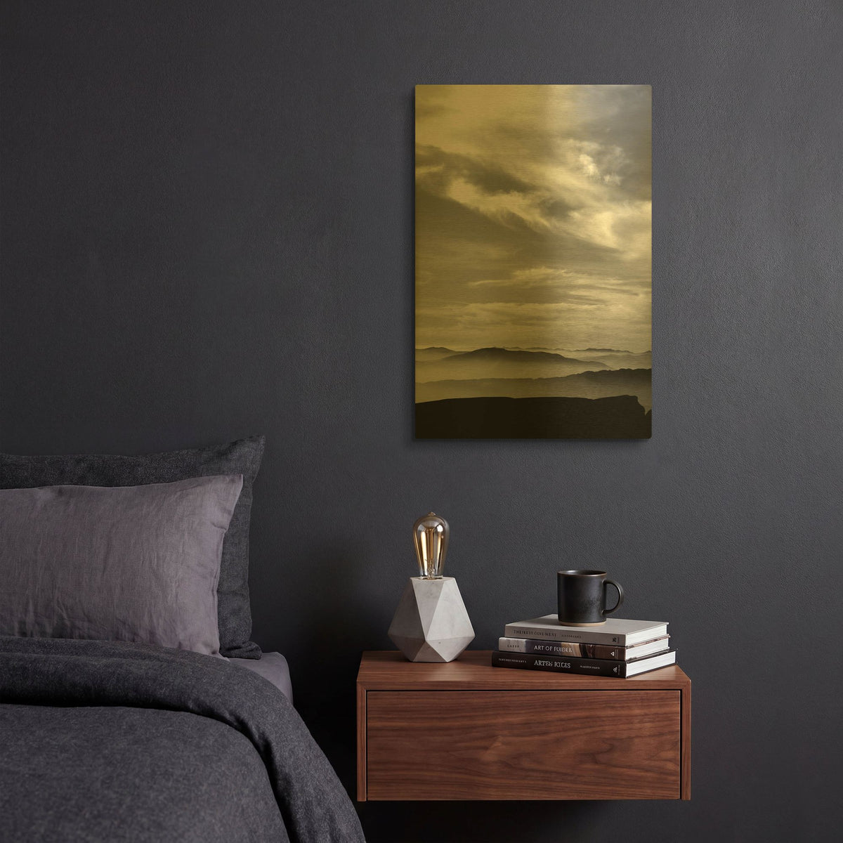 'Black & White Sky' By PhotoINC Studio Gold Metal Wall Art