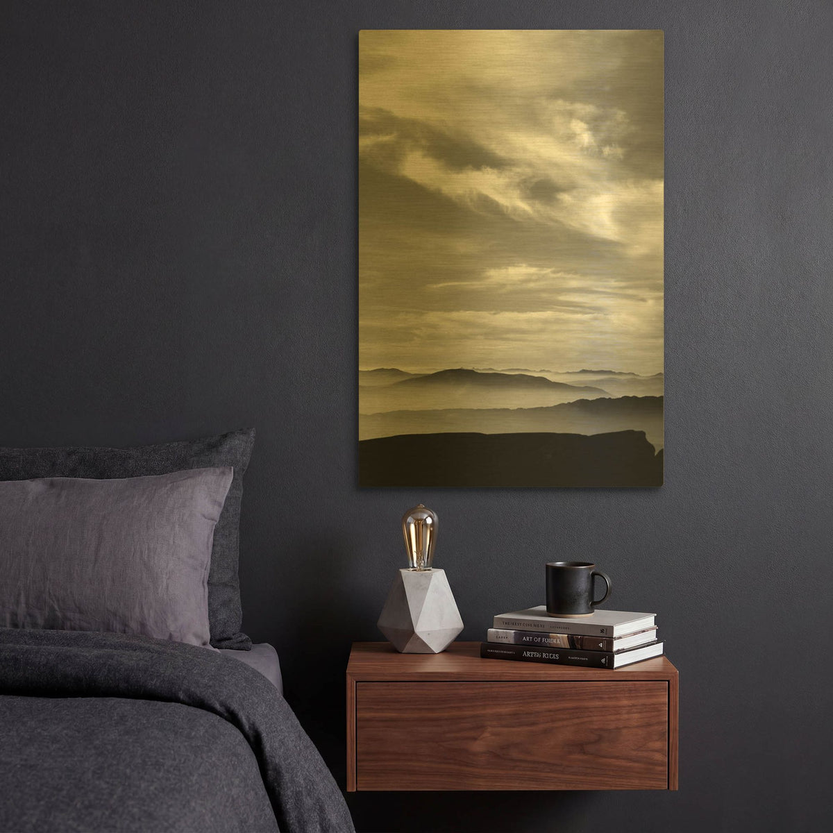 'Black & White Sky' By PhotoINC Studio Gold Metal Wall Art