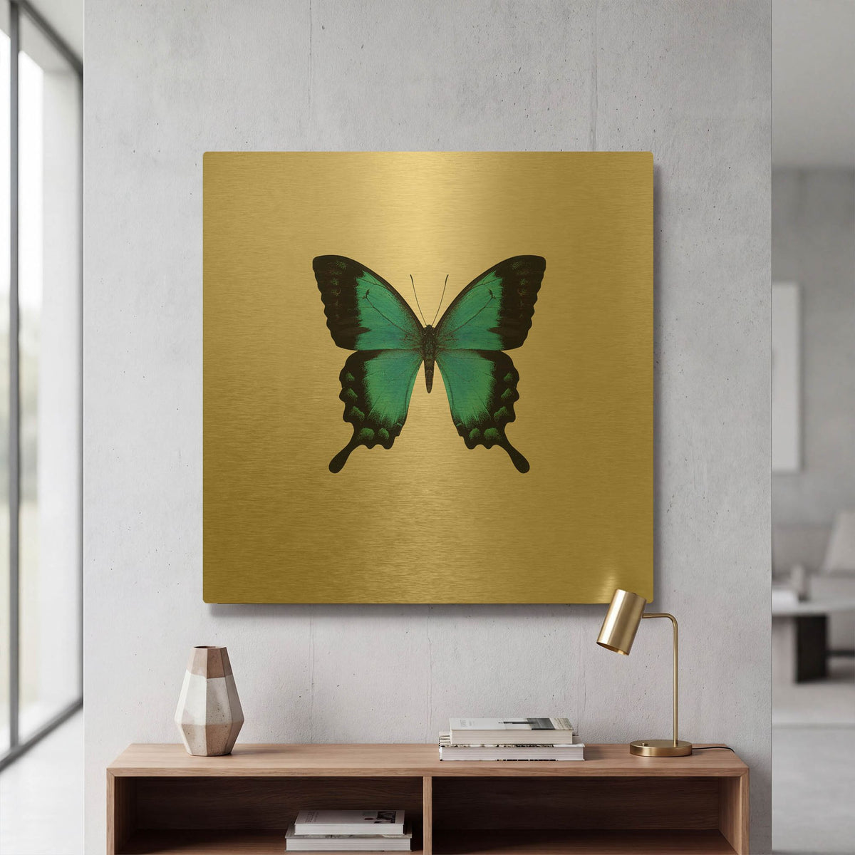 'Blue Butterfly' By PhotoINC Studio Gold Metal Wall Art