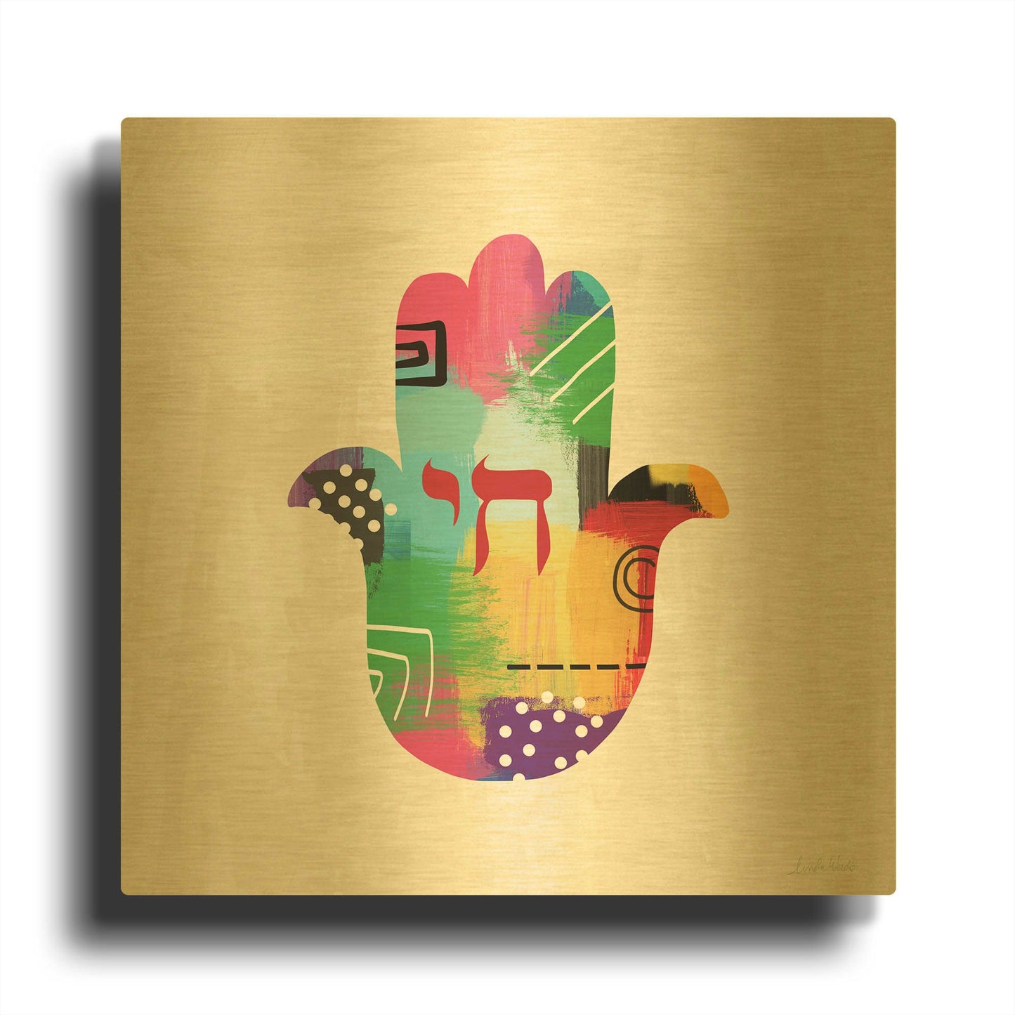 'LW4238' By Linda Woods Gold Metal Wall Art