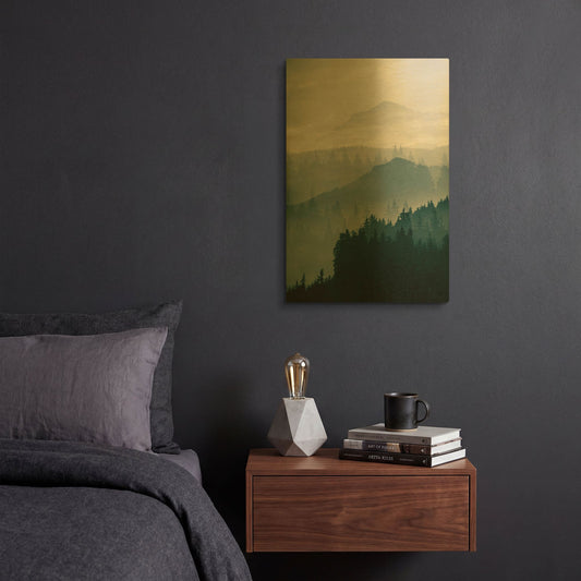'Blue Mountains I' By PhotoINC Studio Gold Metal Wall Art