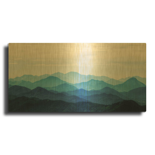 'Blue Mountains' By PhotoINC Studio Gold Metal Wall Art