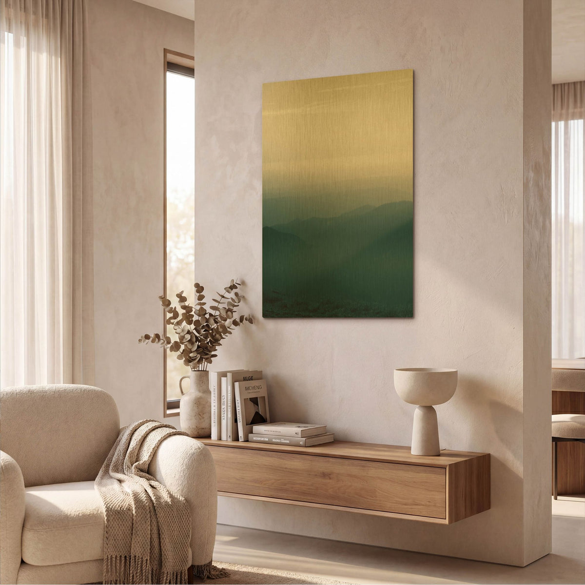 'Blue Mountains V' By PhotoINC Studio Gold Metal Wall Art