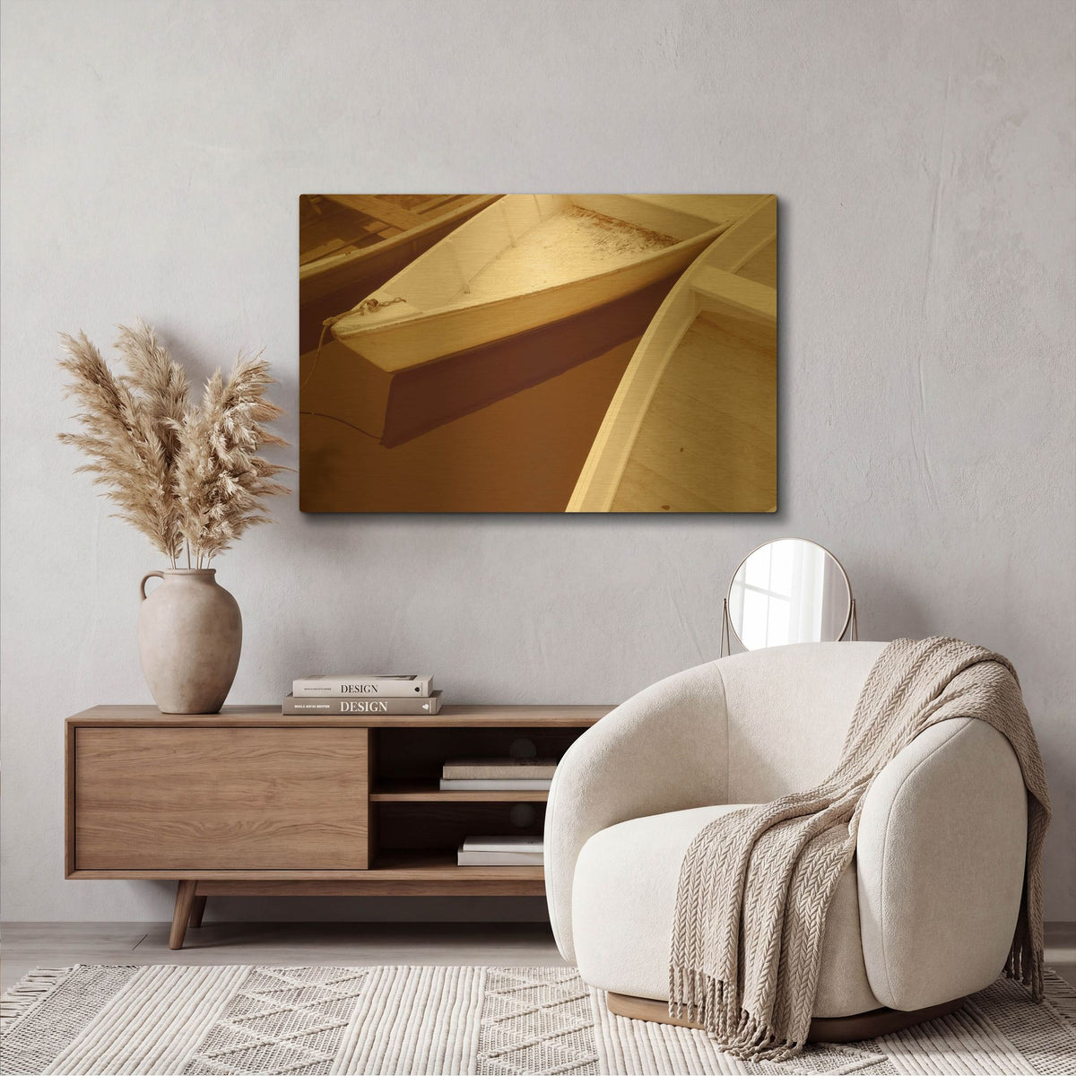 'Boats' By PhotoINC Studio Gold Metal Wall Art