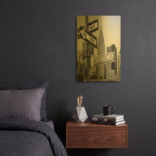 'Broadway' By PhotoINC Studio Gold Metal Wall Art