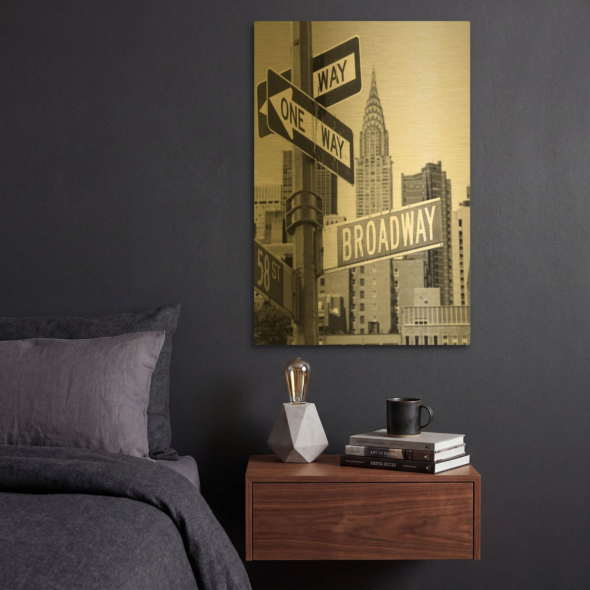 'Broadway' By PhotoINC Studio Gold Metal Wall Art