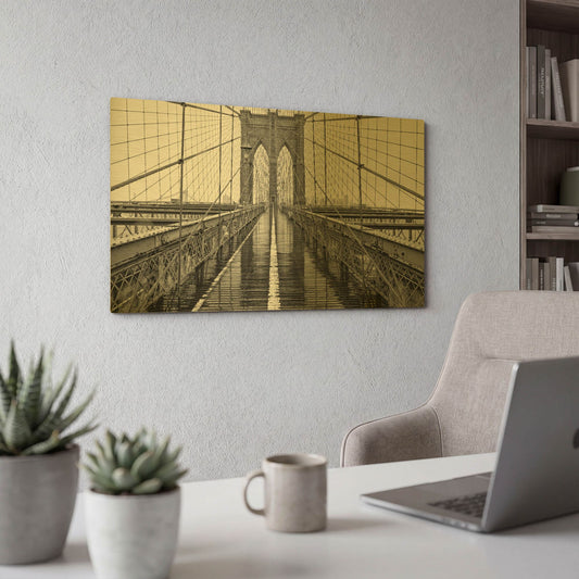 'Brooklyn Bridge' By PhotoINC Studio Gold Metal Wall Art