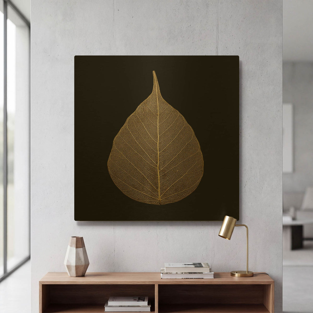 'Brown Leaf' By PhotoINC Studio Gold Metal Wall Art