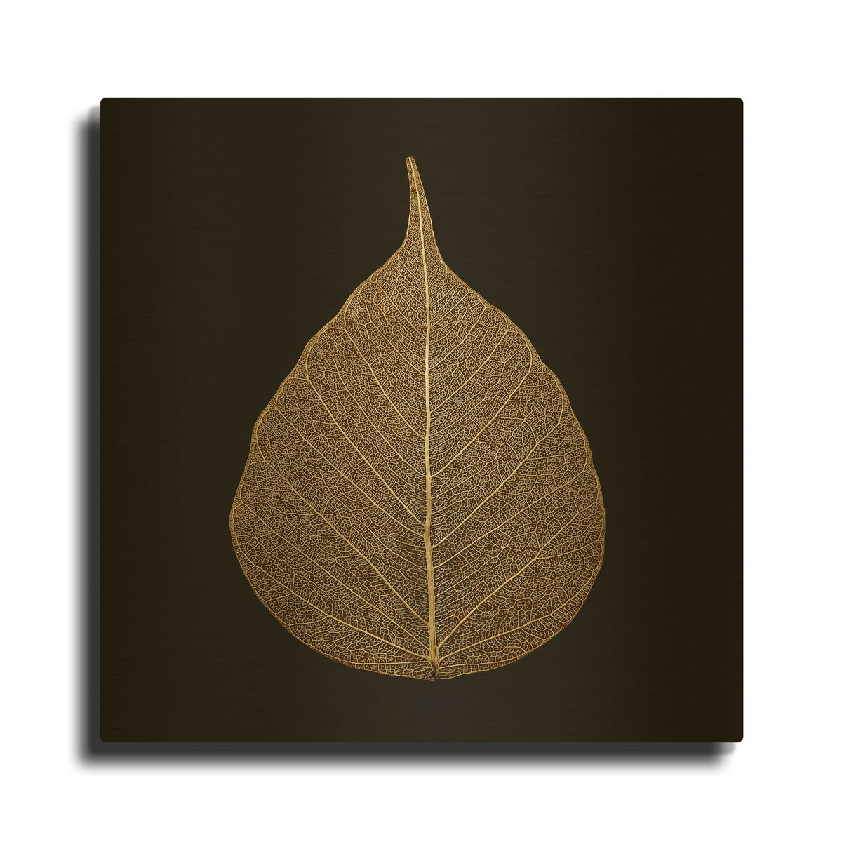 'Brown Leaf' By PhotoINC Studio Gold Metal Wall Art