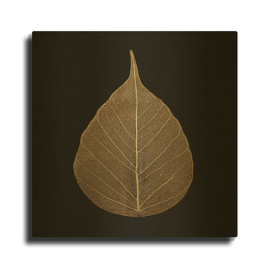 'Brown Leaf' By PhotoINC Studio Gold Metal Wall Art