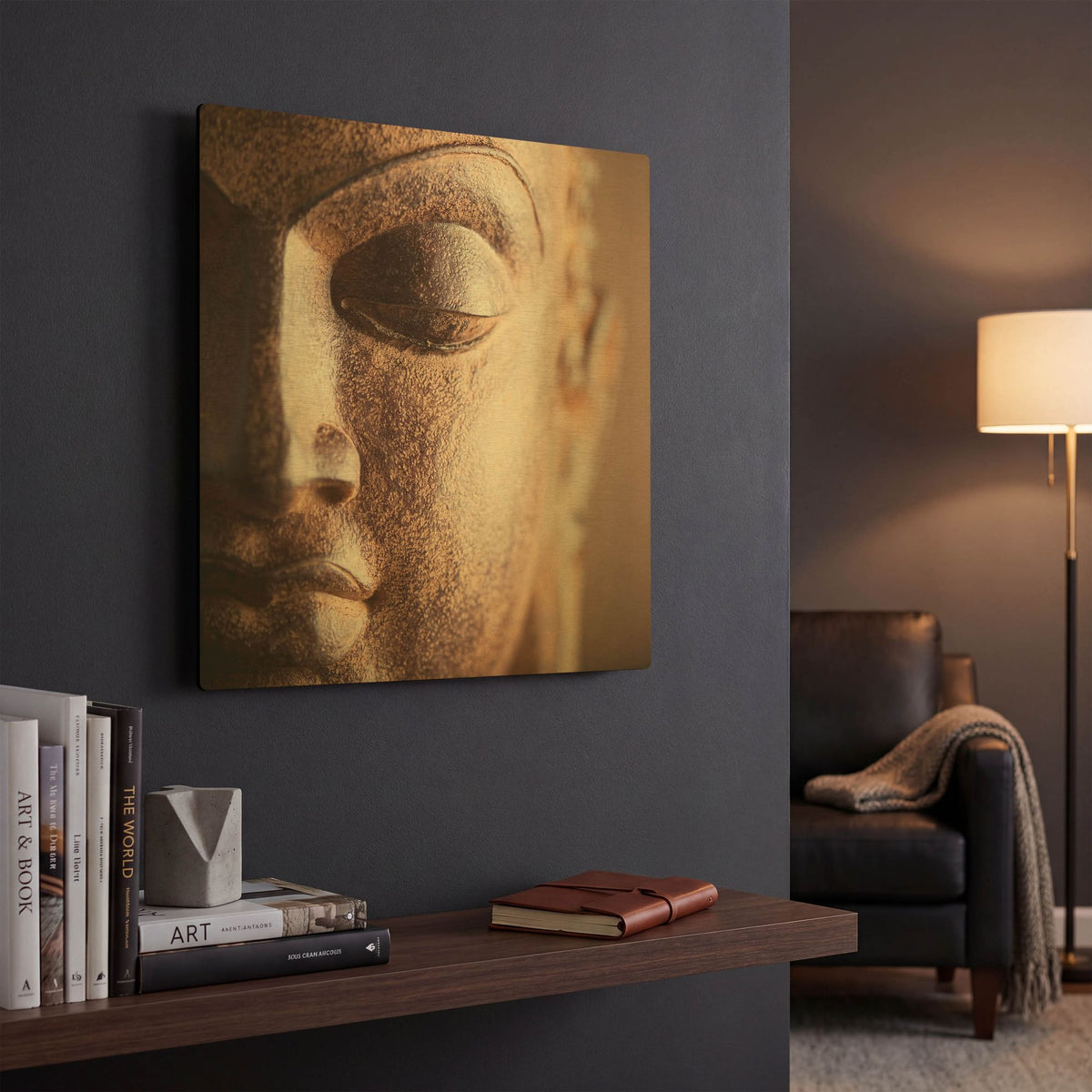 'Buddha 3' By PhotoINC Studio Gold Metal Wall Art