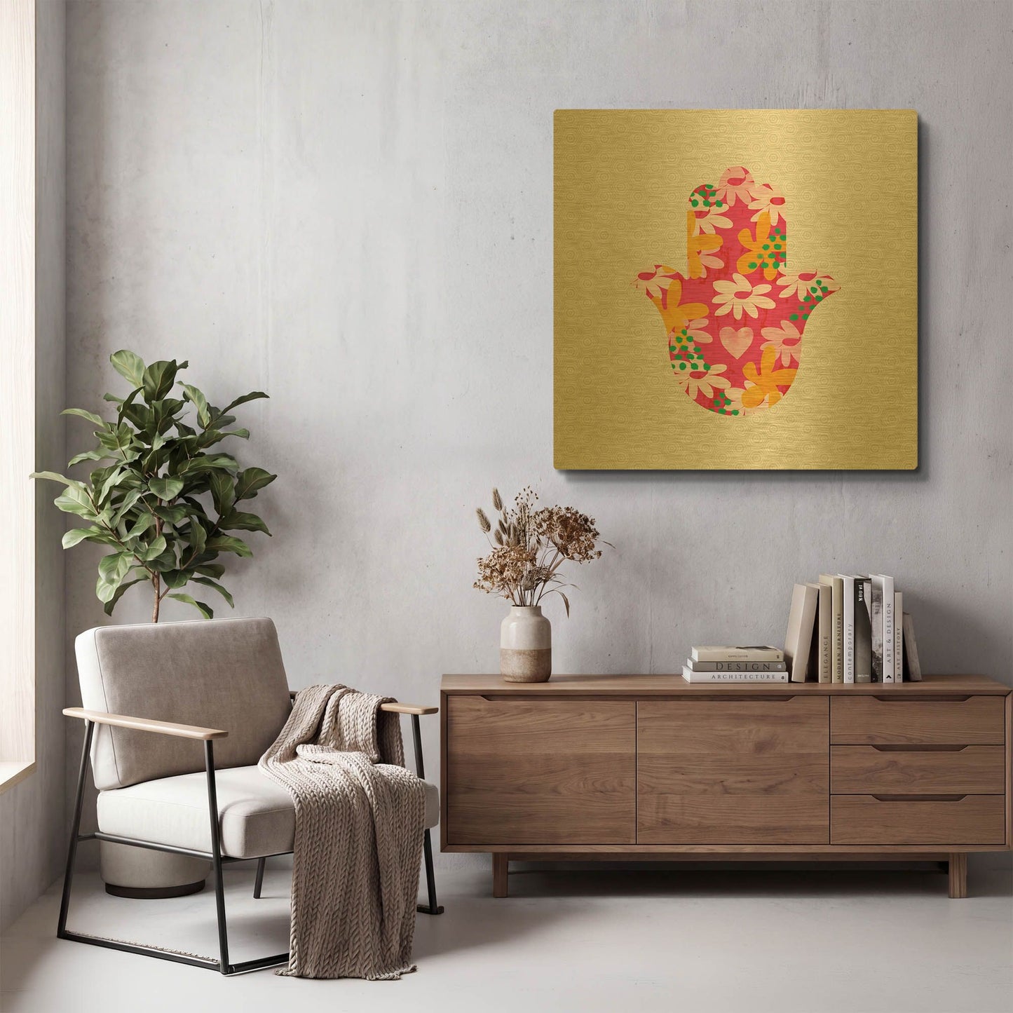 'LW4249' By Linda Woods Gold Metal Wall Art