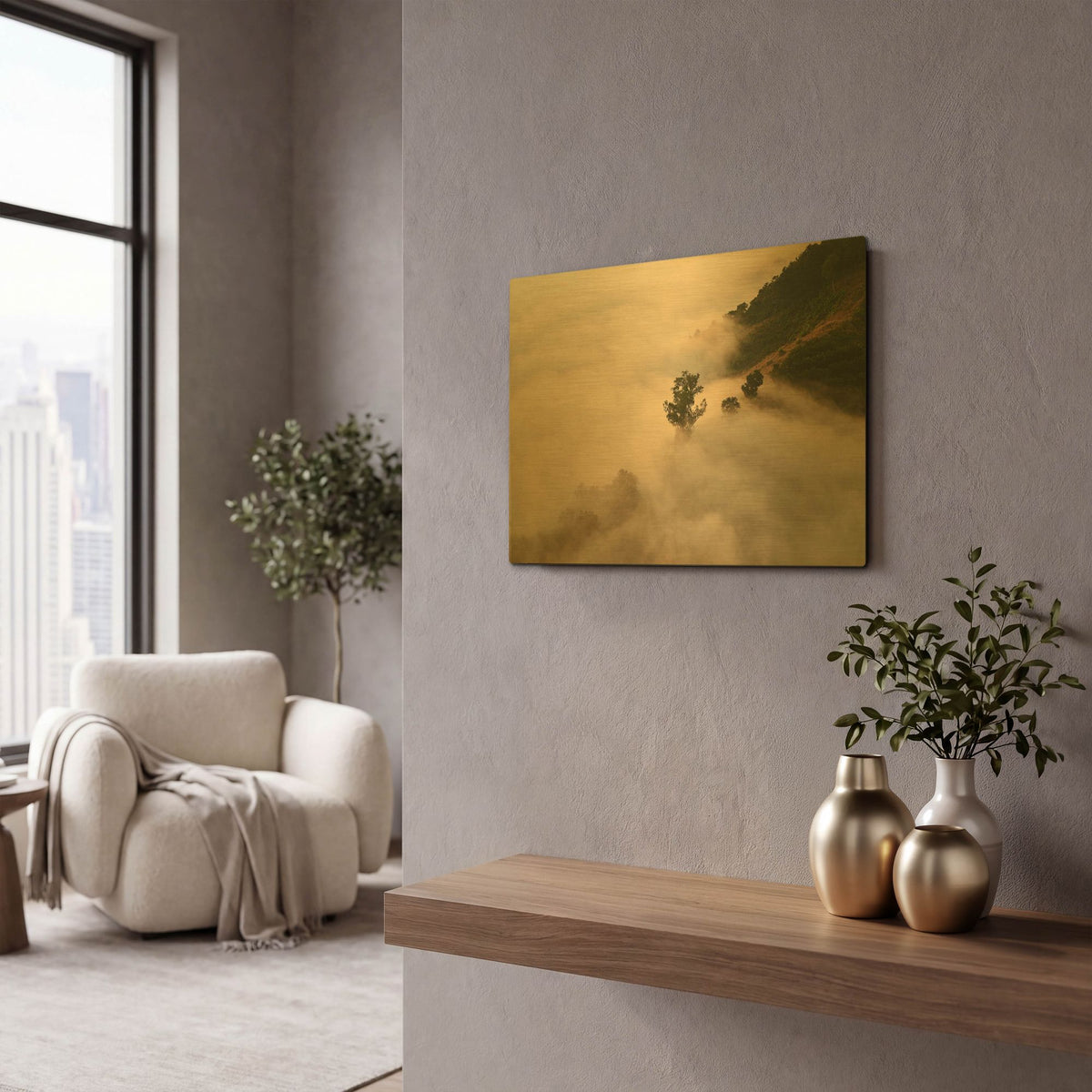 'Clouds' By PhotoINC Studio Gold Metal Wall Art