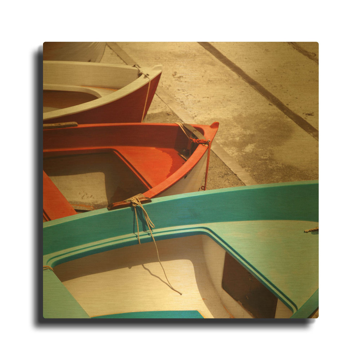 'Colorful Boats' By PhotoINC Studio Gold Metal Wall Art