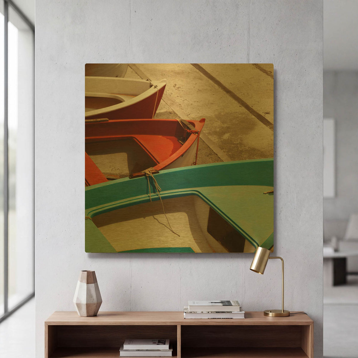 'Colorful Boats' By PhotoINC Studio Gold Metal Wall Art