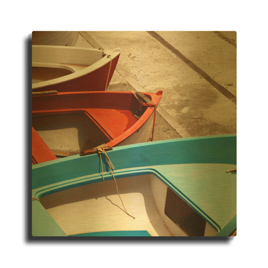 'Colorful Boats' By PhotoINC Studio Gold Metal Wall Art