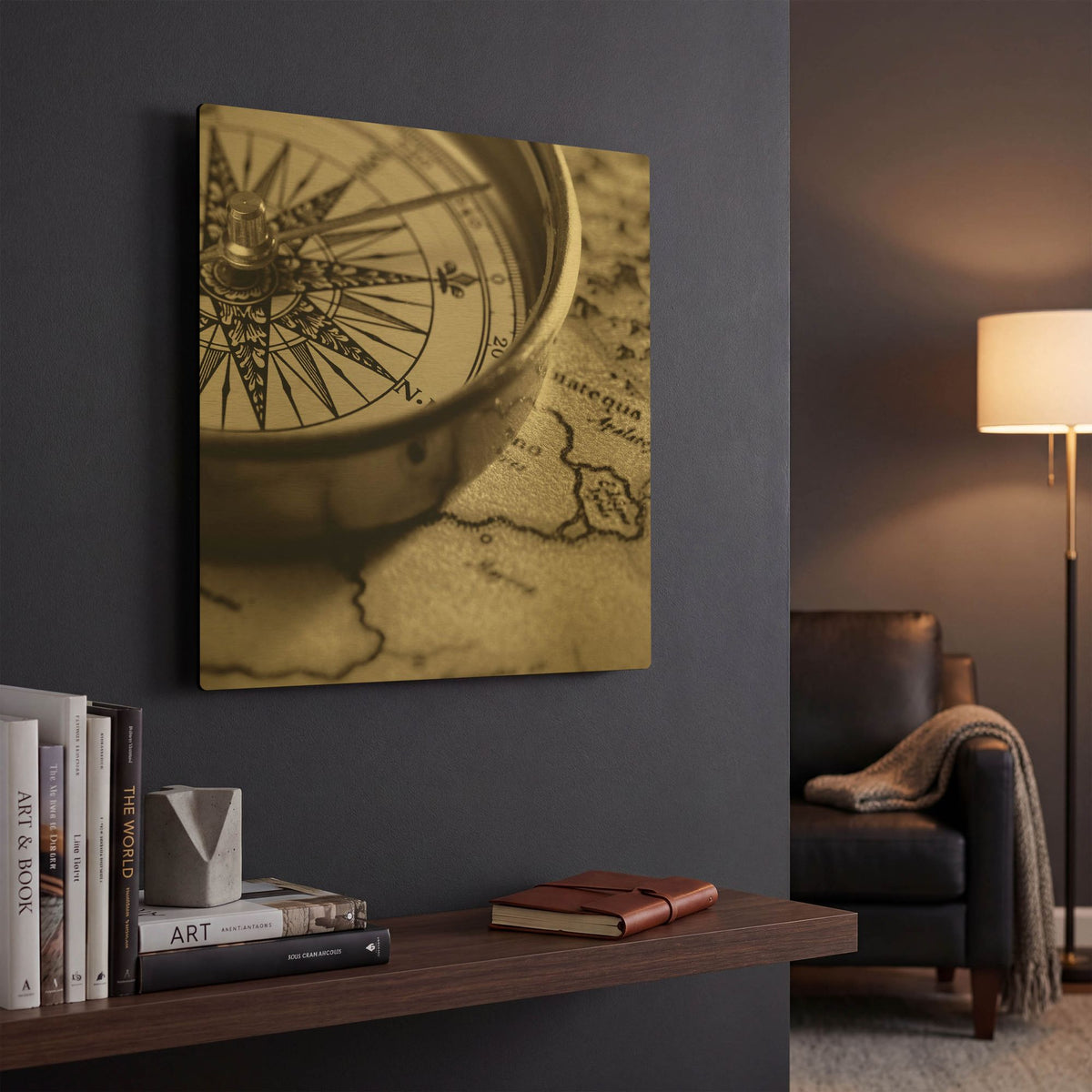 'Compass' By PhotoINC Studio Gold Metal Wall Art