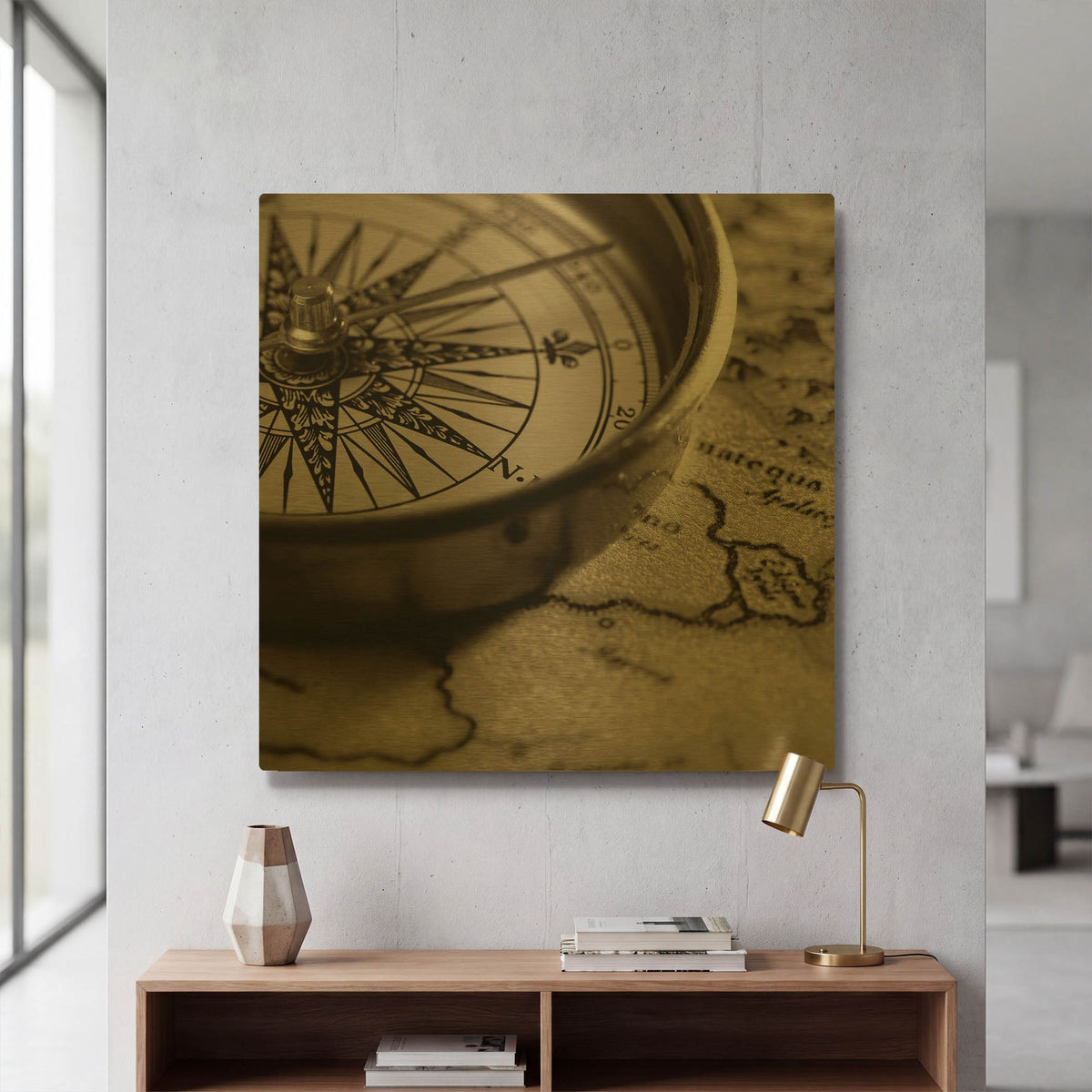'Compass' By PhotoINC Studio Gold Metal Wall Art