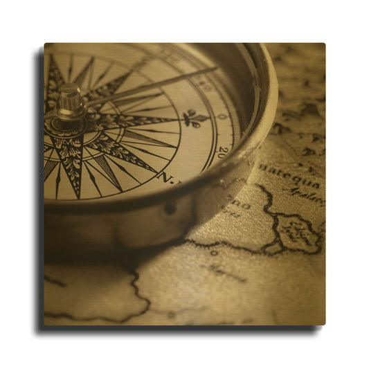'Compass' By PhotoINC Studio Gold Metal Wall Art