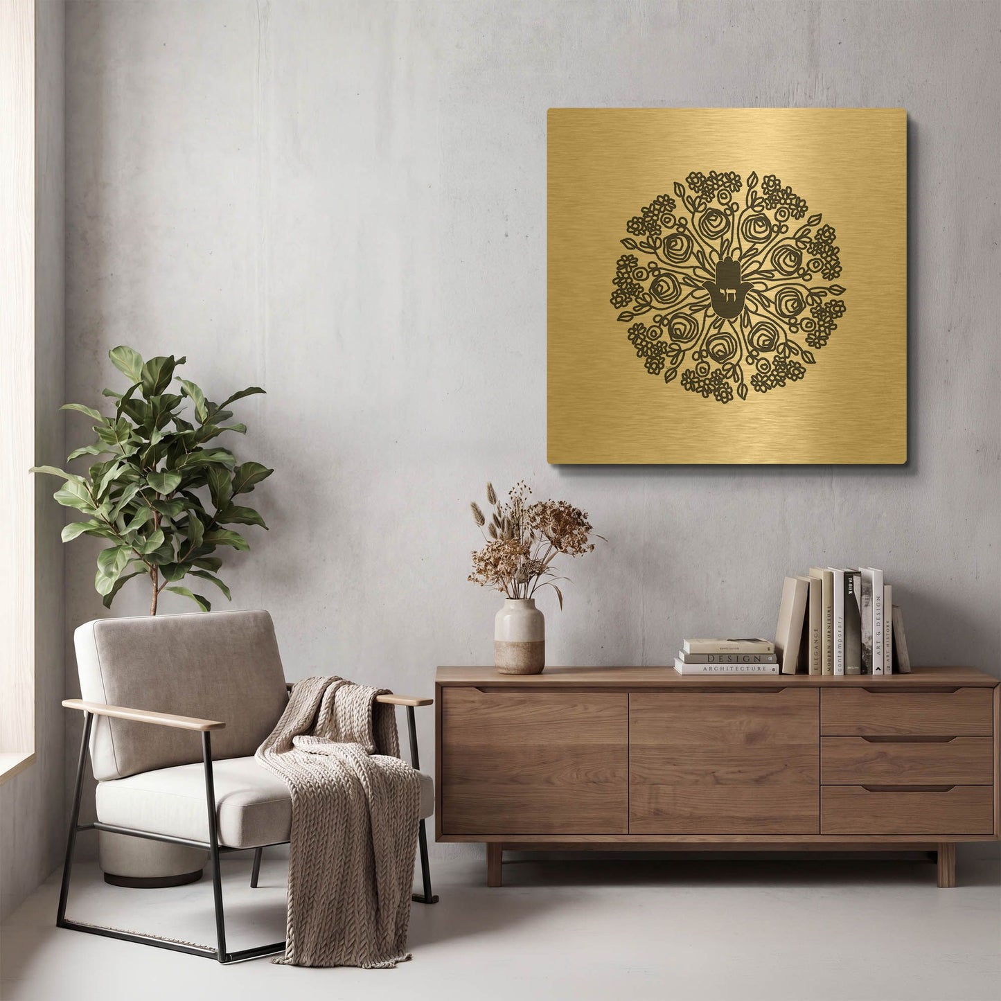 'LW4250' By Linda Woods Gold Metal Wall Art
