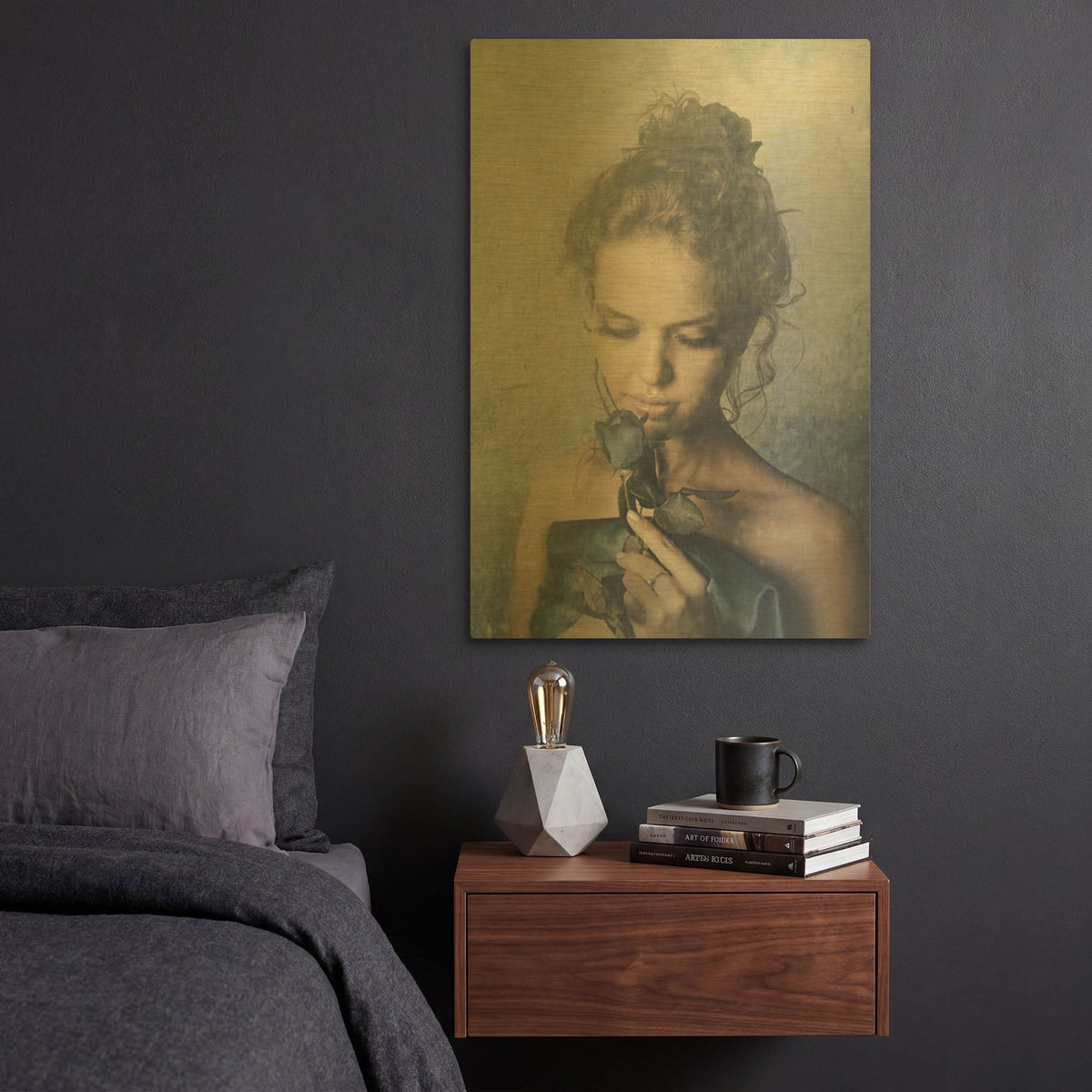 'Dark Rose' By PhotoINC Studio Gold Metal Wall Art