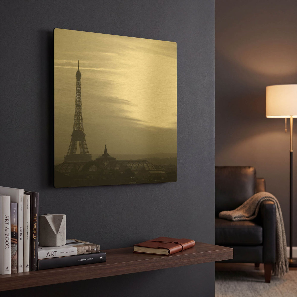 'Eiffel Tower View 2' By PhotoINC Studio Gold Metal Wall Art