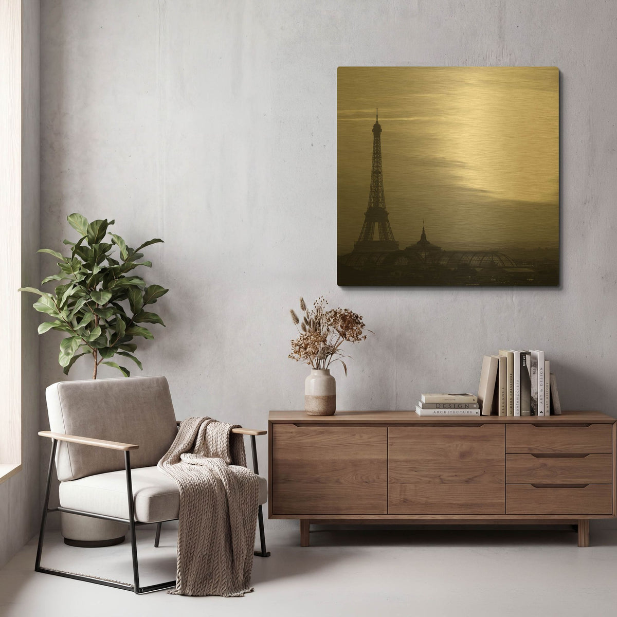 'Eiffel Tower View 2' By PhotoINC Studio Gold Metal Wall Art