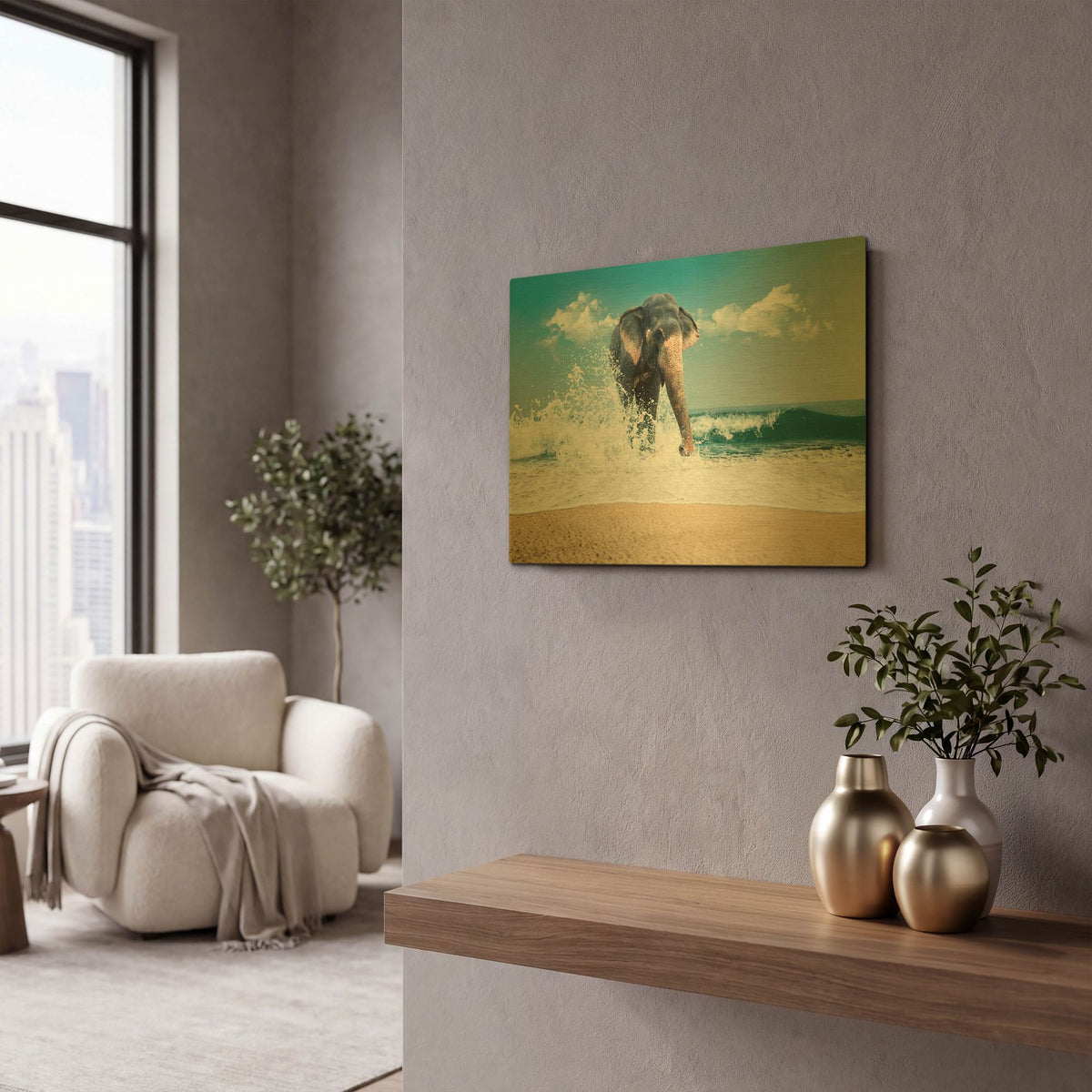 'Elephant' By PhotoINC Studio Gold Metal Wall Art