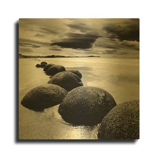 'Enigmatic Shore' By PhotoINC Studio Gold Metal Wall Art