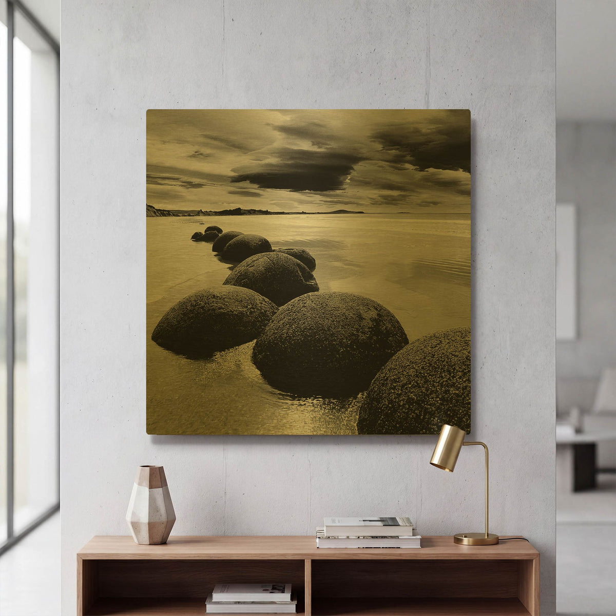 'Enigmatic Shore' By PhotoINC Studio Gold Metal Wall Art
