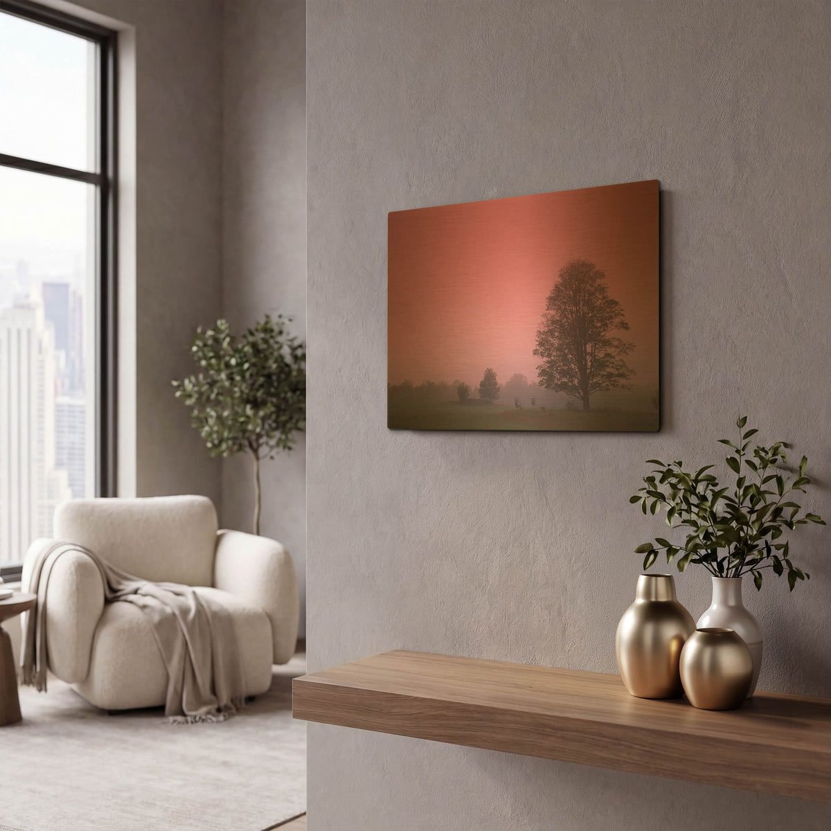 'Evening Fields' By PhotoINC Studio Gold Metal Wall Art