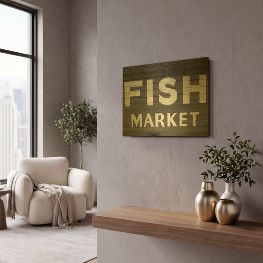 'Fish Market' By PhotoINC Studio Gold Metal Wall Art