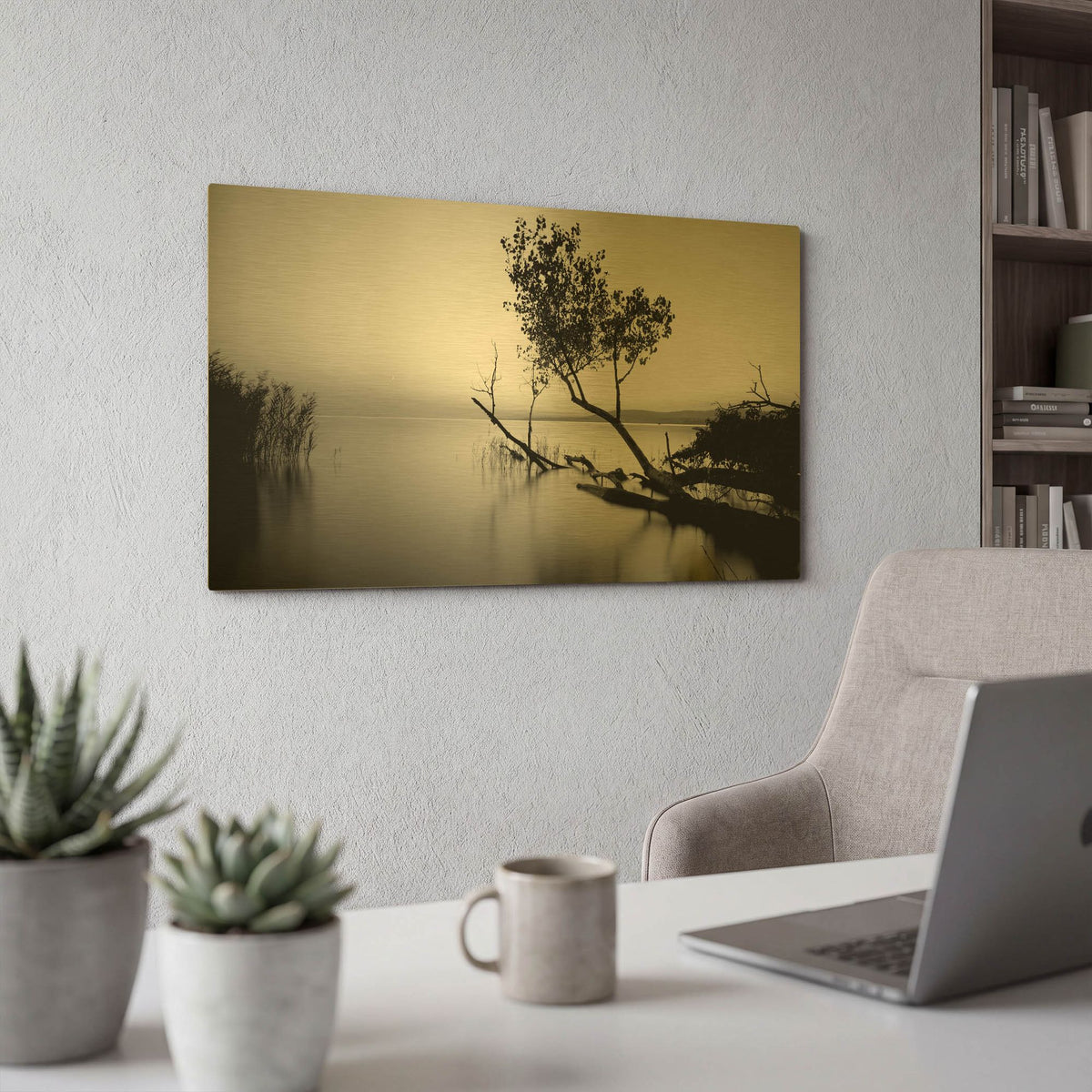 'Great Lake' By PhotoINC Studio Gold Metal Wall Art