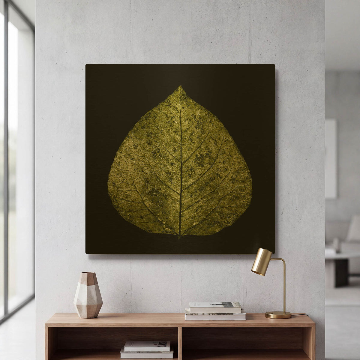 'Green Leaf' By PhotoINC Studio Gold Metal Wall Art