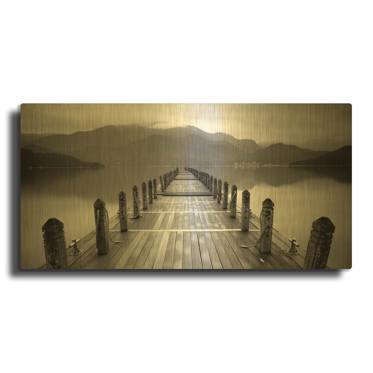 'Lake Pier 1' By PhotoINC Studio Gold Metal Wall Art