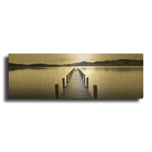 'Lake Pier 2' By PhotoINC Studio Gold Metal Wall Art
