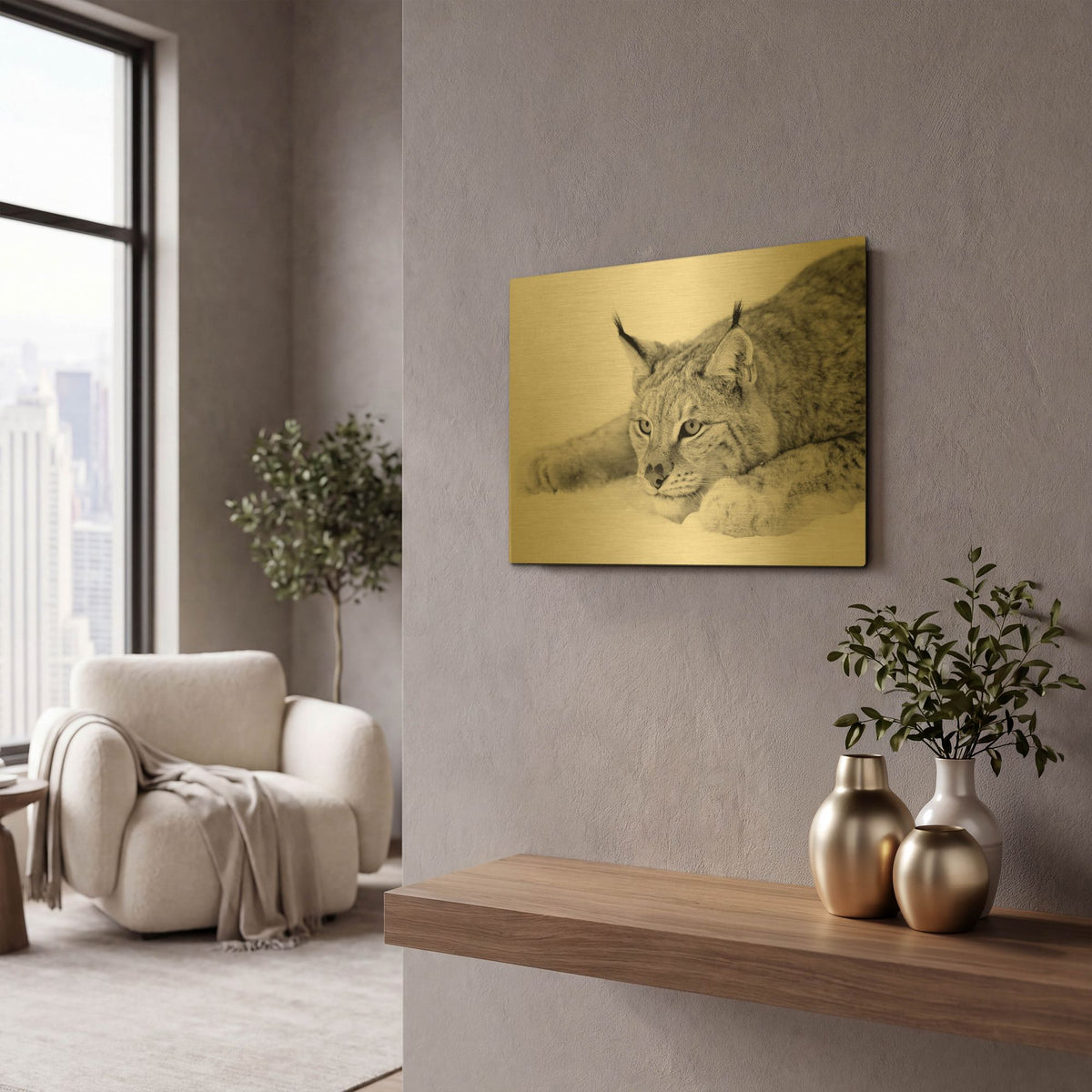 'Lynx 1' By PhotoINC Studio Gold Metal Wall Art