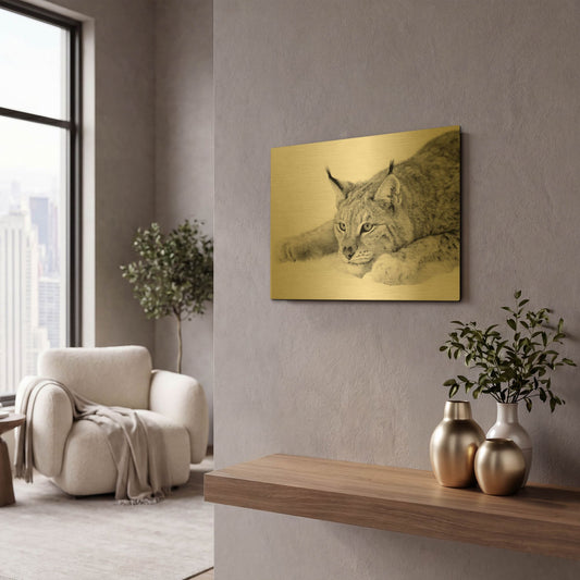 'Lynx 1' By PhotoINC Studio Gold Metal Wall Art