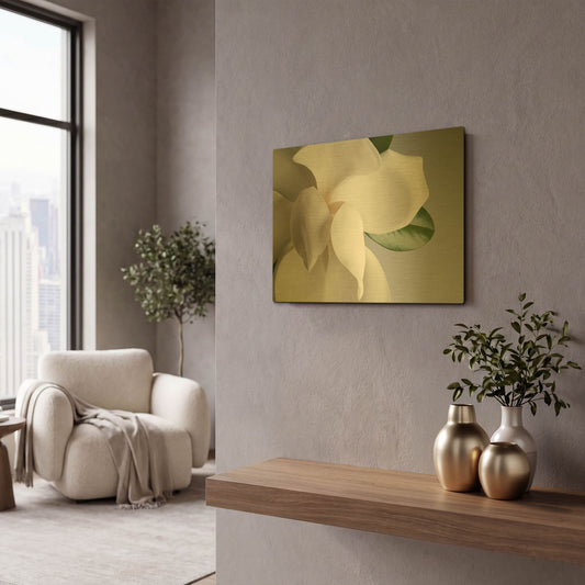 'Magnolia' By PhotoINC Studio Gold Metal Wall Art