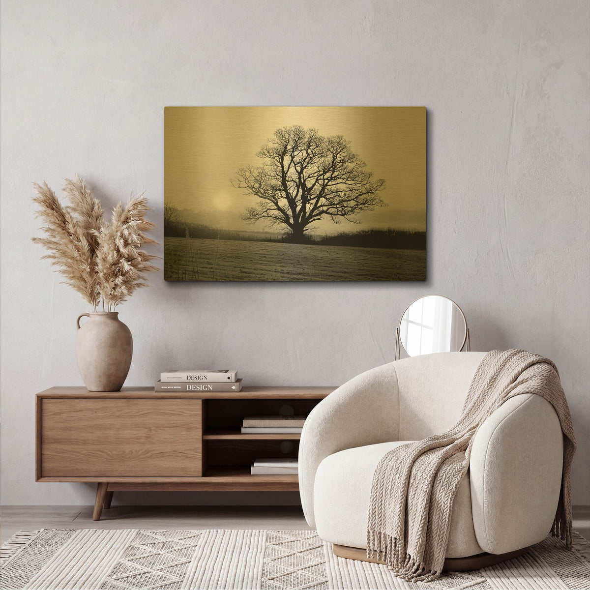 'Meadow Tree' By PhotoINC Studio Gold Metal Wall Art