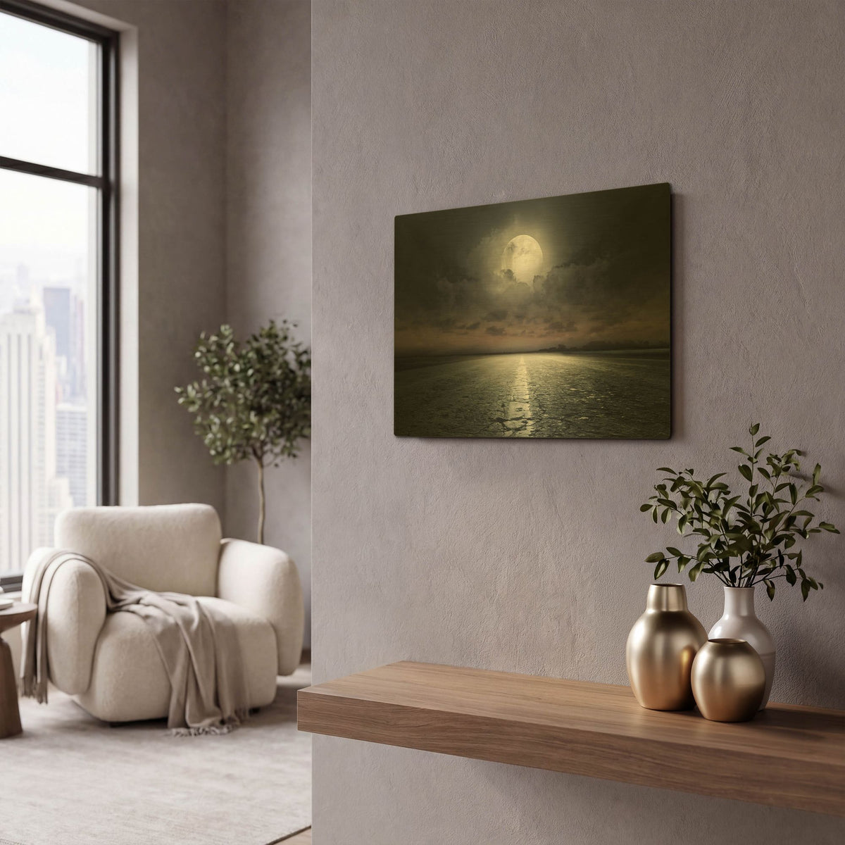 'Moon' By PhotoINC Studio Gold Metal Wall Art