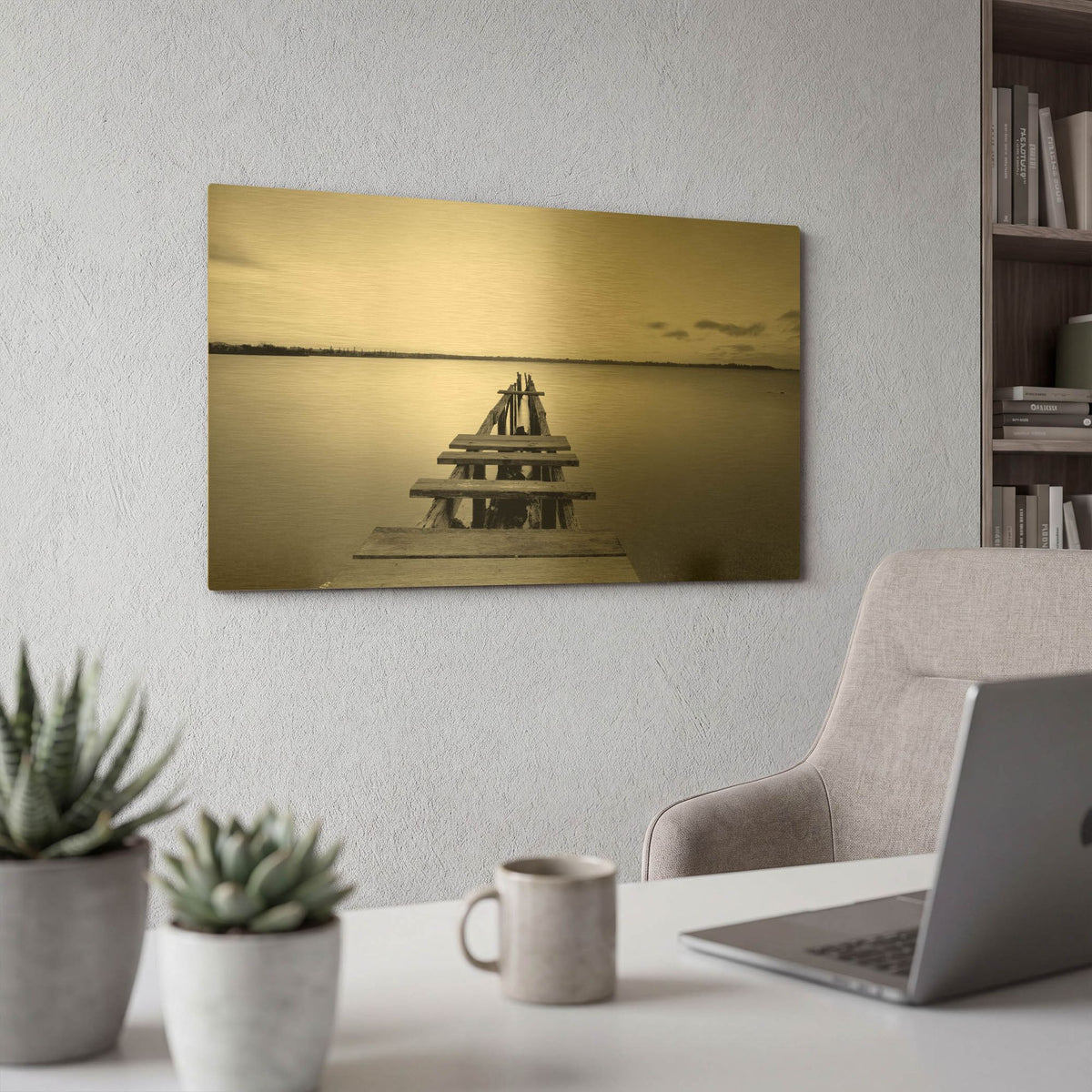 'Old Pier 2' By PhotoINC Studio Gold Metal Wall Art