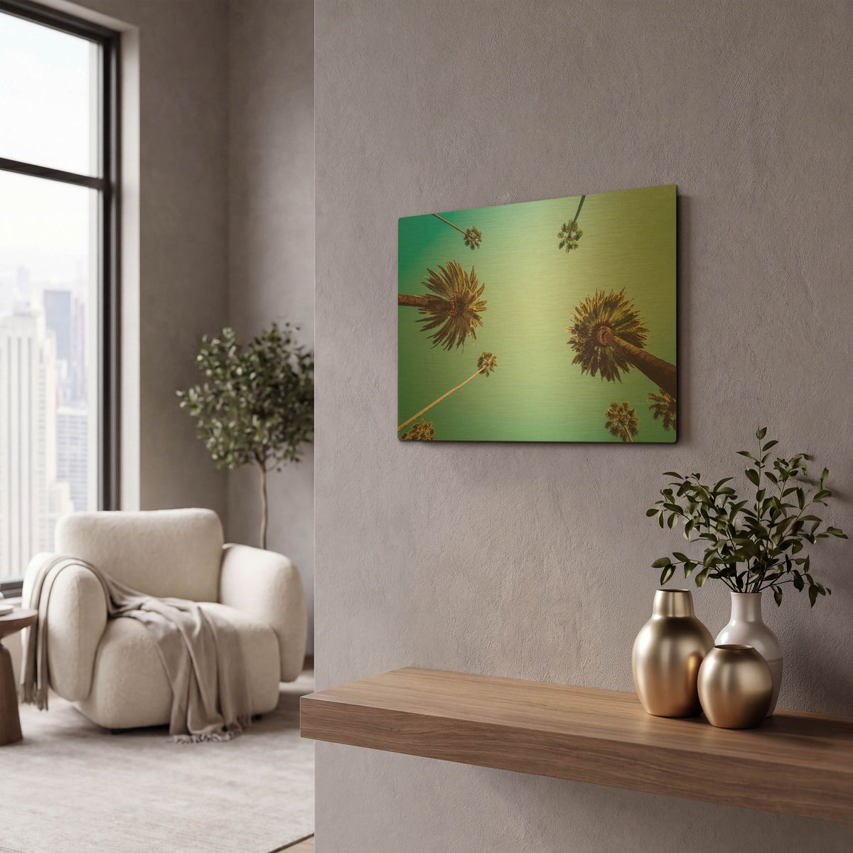 'Palms' By PhotoINC Studio Gold Metal Wall Art
